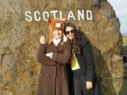 Caroline in Scotland with her student